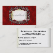 Bijou d'argent sur Cartes de visite de velours rou (Devant / Derrière)