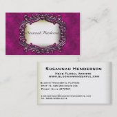 Bijou d'argent sur velours rose Cartes de visite (Devant / Derrière)