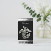 Bijou d'oiseau carte de visite en argent noir Phoe (Debout devant)