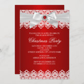 Bijou en dentelle rouge blanche Bow Invitation de  (Devant / Derrière)