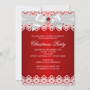 Bijou en dentelle rouge blanche Bow Invitation de