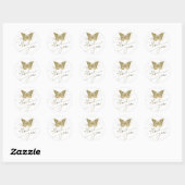 bijou papillon merci sticker rond classique (Feuille)