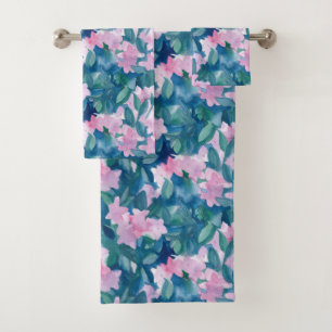 Bijou rose Floral Tone Indigo Bleu Aquarelle