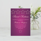 Bijou rose Star Sweet 16 Invitation d'anniversaire (Debout devant)