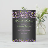 Bijou rose/vert Swirl Sweet 16 Invitation d'annive (Debout devant)