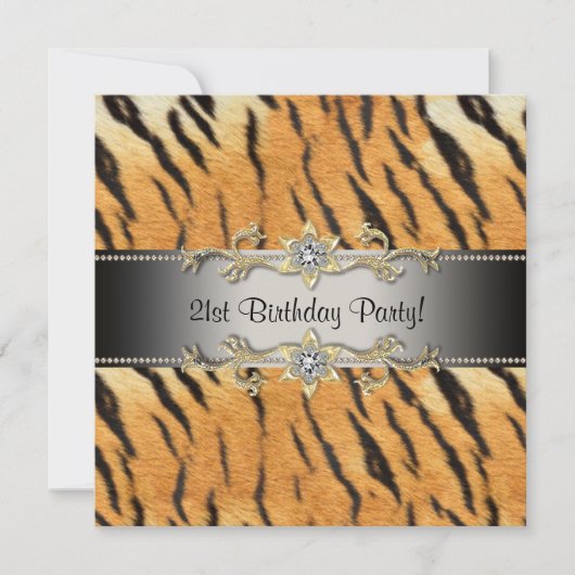 Bijou tigre 21ème anniversaire Invitation Tiger 21 (Devant)