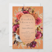 Bijou vintage Floral Orange Douche Invitation (Devant)
