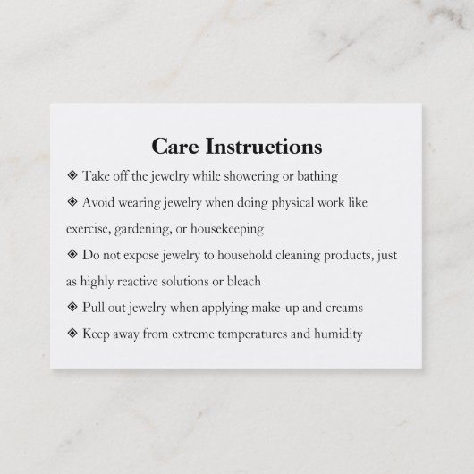 Bijouterie Carte de remerciements de script blanc  (Dos)