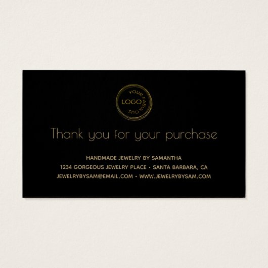 Bijouterie Carte de soins Noir (Dos)