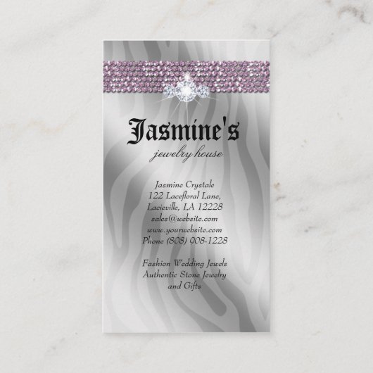 Bijoux Carte de visite Afro-Américain Zebra SP (Dos)