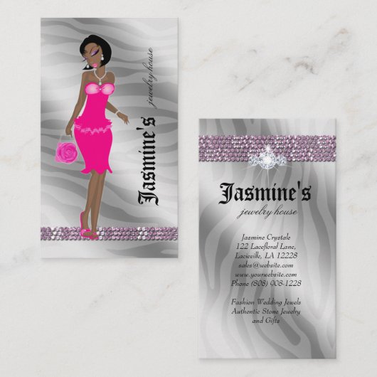 Bijoux Carte de visite Afro-Américain Zebra SP (Devant / Derrière)