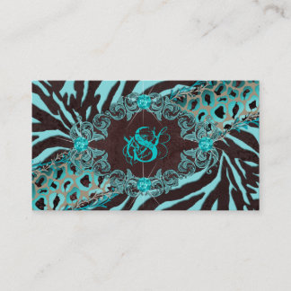 Bijoux Carte de visite animal Zebra Leopard bleu