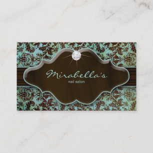 Bijoux Carte de visite Damask Blue Brown Diamond