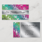 Bijoux Carte de visite Damask Floral Silver PGB (Devant / Derrière)