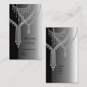 Bijoux carte de visite élégant gris argent (Devant / Derrière)