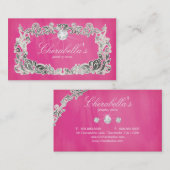 Bijoux Carte de visite Floral rose Diamants d'arge (Devant / Derrière)