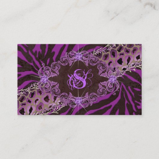 Bijoux Carte de visite mode Zebra Leopard violet (Devant)