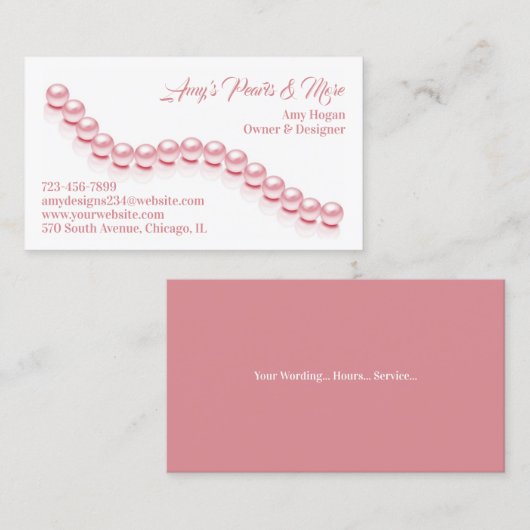 Bijoux Carte de visite Pearl (Devant / Derrière)