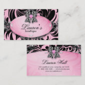 Bijoux Carte de visite Zebra Bow Pink Silver Swirl (Devant / Derrière)