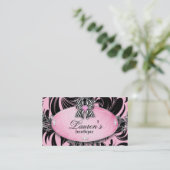 Bijoux Carte de visite Zebra Bow Pink Silver Swirl (Debout devant)