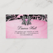 Bijoux Carte de visite Zebra Bow Pink Silver Swirl (Dos)