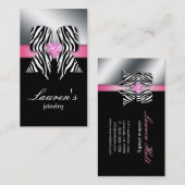 Bijoux Carte de visite Zebra Bow rose (Devant / Derrière)
