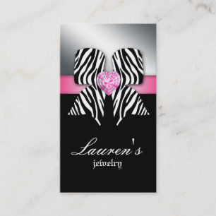 Bijoux Carte de visite Zebra Bow rose