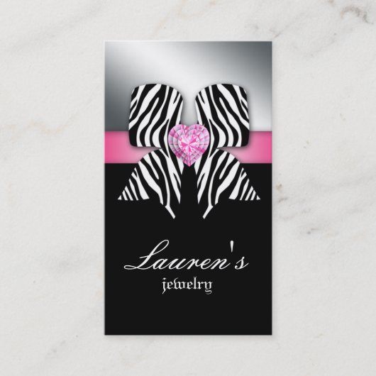 Bijoux Carte de visite Zebra Bow rose (Devant)