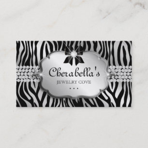 Bijoux Carte de visite Zebra Silver Bow Coeur