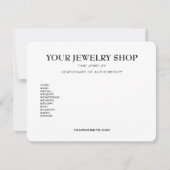 Bijoux Certificat d'authenticité Modèle (Devant)