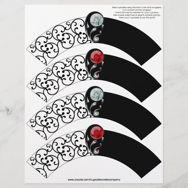 Bijoux Damask Cupcake Cosie - Rouge et cristal (Devant)