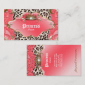 Bijoux de mode Carte de visite Lace Léopard Coral (Devant / Derrière)