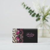 Bijoux de mode Zebra Carte de visite rose dentelle (Debout devant)