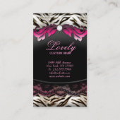 Bijoux de mode Zebra Carte de visite rose dentelle (Dos)