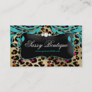 Bijoux Empreinte de léopard Carte de visite Blue 