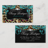 Bijoux Empreinte de léopard Carte de visite Blue S (Devant / Derrière)