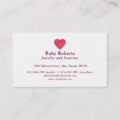 Bijoux en coeur de rubis carte de visite (Dos)