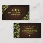 Bijoux en lin Carte de visite Chocolat Brown Lime (Devant / Derrière)