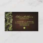 Bijoux en lin Carte de visite Chocolat Brown Lime (Dos)