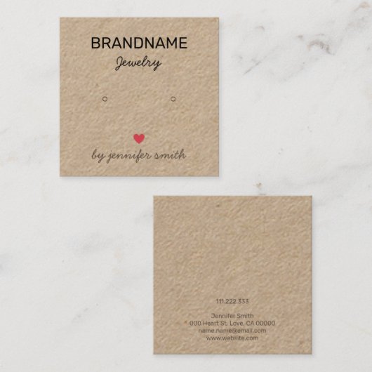 Bijoux faits main Coeurs Écordes Épouses Carte d'a (Devant / Derrière)