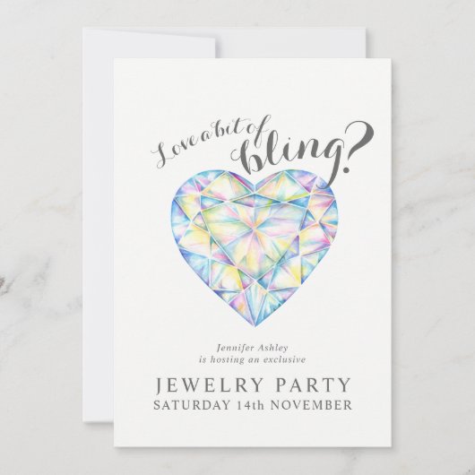 Bijoux invitations diamant amour bling (Devant)