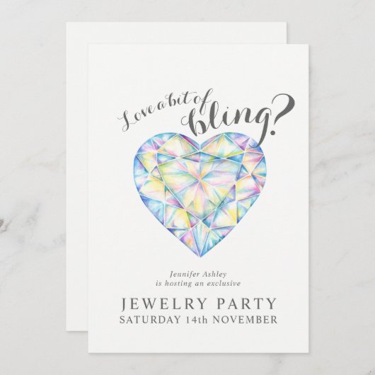 Bijoux invitations diamant amour bling (Devant / Derrière)
