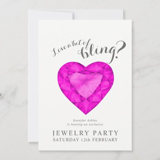 Bijoux invitations saphir rose amour bling (Devant)