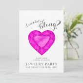 Bijoux invitations saphir rose amour bling (Debout devant)