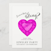 Bijoux invitations saphir rose amour bling (Devant / Derrière)