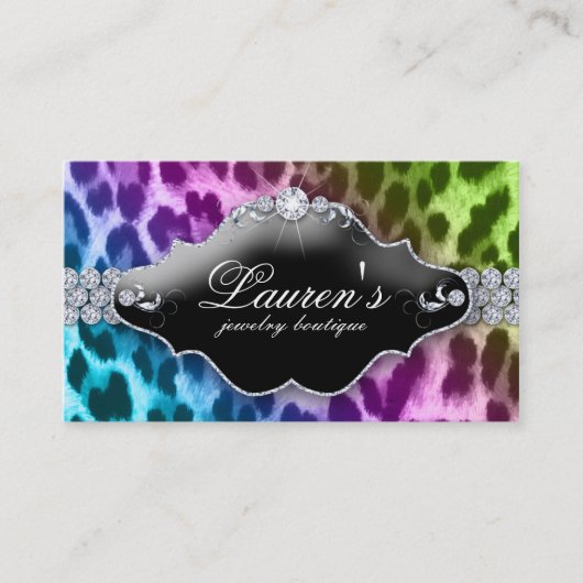 Bijoux Leopard Carte de visite Purple Blue Lime (Devant)
