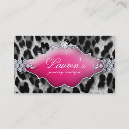 Bijoux Leopard Carte de visite rose noir (Devant)