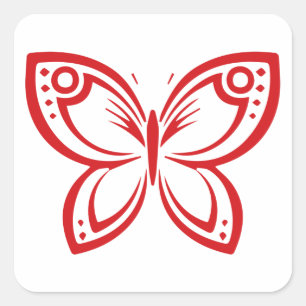 Bijoux Papillons Outline - Autocollant Carré rouge
