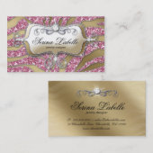 Bijoux Sparkle Carte de visite Zebra Gold Pink 5 (Devant / Derrière)
