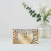 Bijoux Zebra Carte de visite Gold Sequins Coeur (Debout devant)